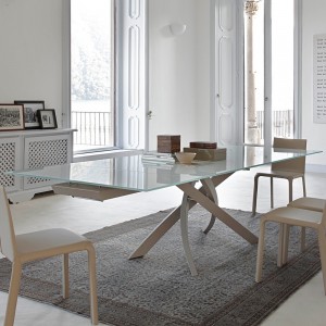 Mesa Artistico Extensible Cristal de Bontempi. Muebles modernos italianos.