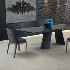 Mesa Fiandre Extensible Cristal/Madera de Bontempi. Muebles modernos italianos.