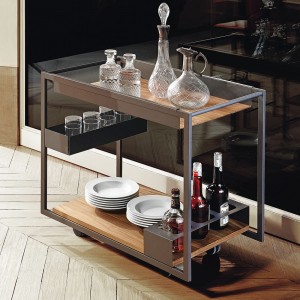 Carrito de bar moderno Mojito Wood de Cattelan Italia. Carrito bar moderno.