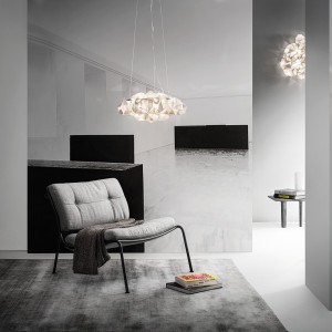 Lámpara suspendida diseño Drusa de Slamp. Iluminación moderna italiana.