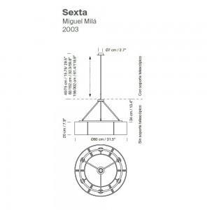 Lámpara suspensión Sexta 2003 de Santa & Cole. Lámparas de diseño moderno.