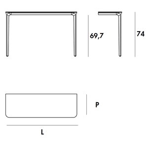 Consola Slim dos patas cristal de Sovet Italia. Consola de pared diseñada con 2 patas.