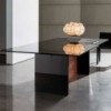 Mesa Regolo doble base cristal de Sovet Italia. Mesas y complementos de diseño moderno.
