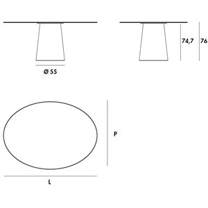 Mesa Totem elíptica de Sovet. Mesa de comedor elíptica. Mesas de diseño.