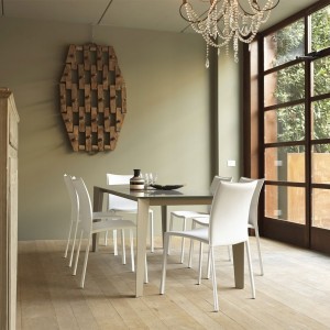 Mesa Cruz Extensible Cristal de Bontempi. Muebles modernos italianos. Mesas extensible para comedor.