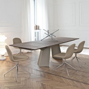 Mesa Fiandre Extensible Cristal/Madera de Bontempi. Muebles modernos italianos.