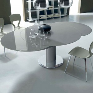 Mesa Giro Extensible base columna de Bontempi. Mesas modernas de diseño italiano.