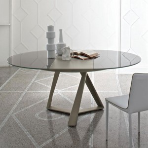 Mesa Millennium redonda extensible de Bontempi. Muebles modernos italianos.