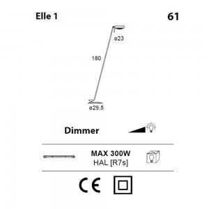 Lámpara de pie para interior de brazo simple halógena Elle 1 de Lumina.
