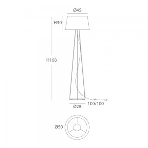 Lámpara pie Drum LED trípode de Fm Iluminación. Lámparas modernas