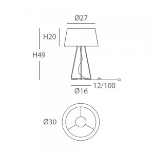 Lámpara sobremesa LED Drum trípode de Fm Iluminación. Lámparas modernas