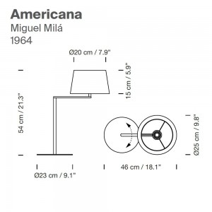 Lámpara sobremesa Americana 1964 de Santa & Cole. Lámparas diseño moderno.