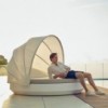 Cama Vela Daybed Basic redonda reclinable con parasol plegable