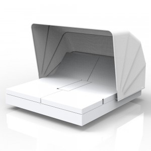 Cama Vela Daybed cuadrada con parasol y 4 cabezales reclinables