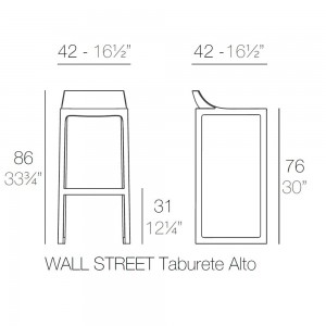 Medidas del taburete modelo Wall Street de  Vondom 