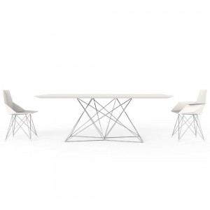 Mesa Rectangular Inox Faz con Luz Led y Cristal Templado de Seguridad