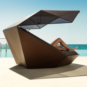 Cama Daybed Faz Parasol con Iluminación Led Tela Náutica y Ruedas