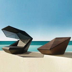 Cama Daybed Faz Parasol con Iluminación Led Tela Náutica y Ruedas