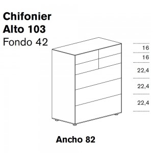 Chifonier Lauki, Alto 103 de Treku. Chifonier de madera o laca.
