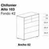 Chifonier Lauki, Alto 103 de Treku. Chifonier de madera o laca.