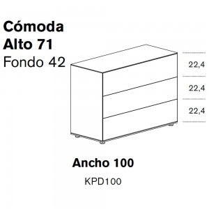 Cómoda Lauki, Ancho 100 de Treku. Cómoda moderna para dormitorio