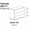 Cómoda Lauki, Ancho 100 de Treku. Cómoda moderna para dormitorio
