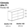 Cómoda Lauki, Ancho 119 de Treku. Cómoda moderna para dormitorio