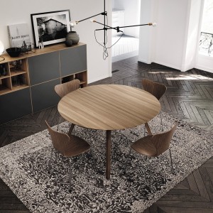 Mesa Aise redonda pies madera de Treku. Muebles modernos.