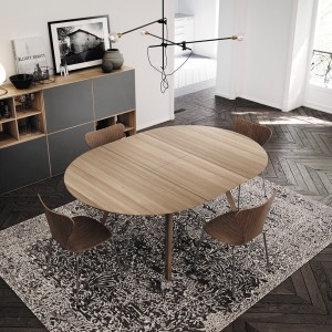 Mesa Aise redonda pies madera de Treku. Muebles modernos.