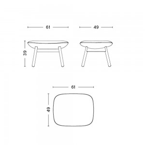 Reposapiés Uchiwa de madera y polipropileno tapizado de Hay para salón.