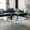 Mesa centro Carrè de Cattelan Italia. Mesa auxiliar de cristal para salón.