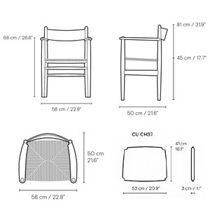 Sillón CH37 de Carl Hansen and Son. Diseño nórdico. Sillas de comedor. 