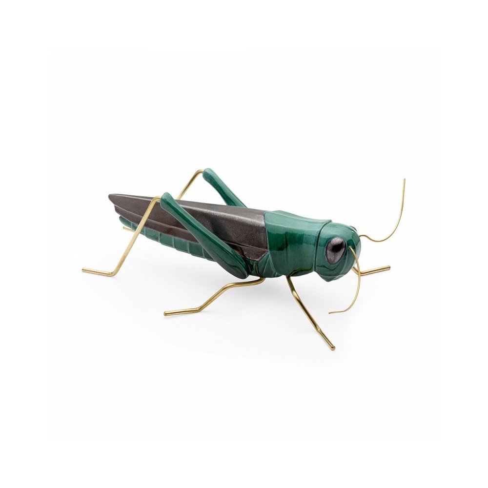 Escultura Grasshopper Color Green de Mambo. Saltamontes verde de Cerámica
