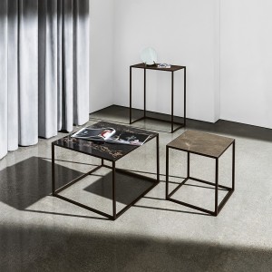 Mesa auxiliar Quadro cerámica de Sovet con tapa de cerámica. Mesas de centro moderna.