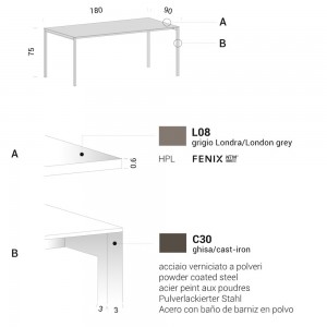 Mesa moderna Sintesi en HPL para comedor de Extendo.