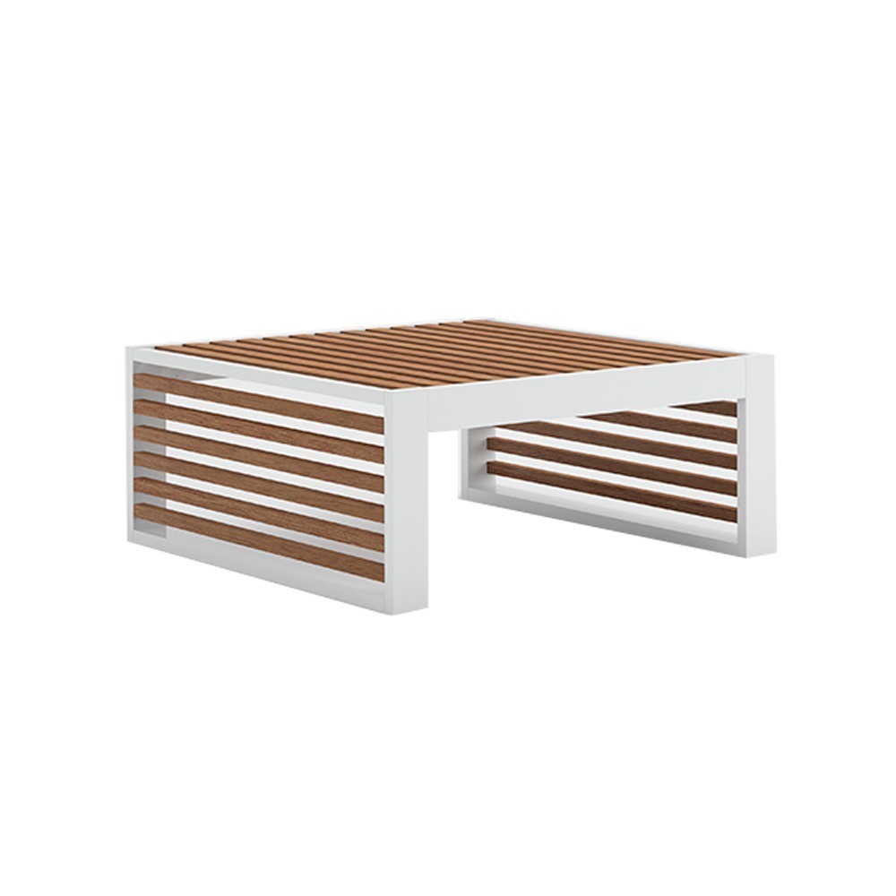 Mesa moderna para tumbona DNA Teca de exterior de Gandia Blasco.