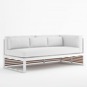 Sofá de diseño modular 1 DNA Teca de Gandia Blasco. Sofás modulares modernos.