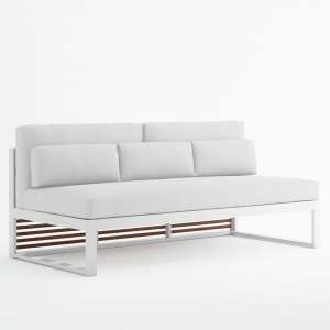 Sofá modular 4 DNA Teca para exterior de Gandia Blasco. Sofá para jardín.