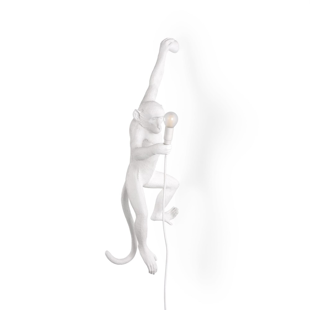 Lámpara pared blanca brazo izquierdo Monkey Hanging de Seletti.