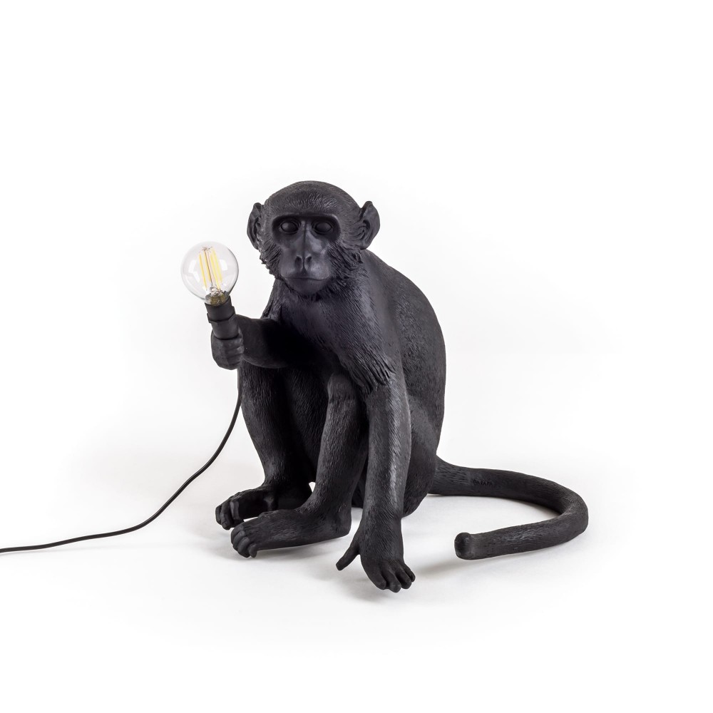 Lámpara sobremesa de resina Monkey Standing color negro de Seletti para exterior