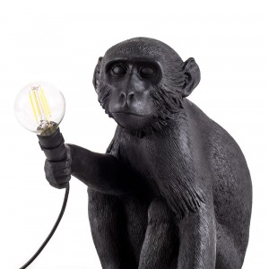 Lámpara sobremesa de resina Monkey Standing color negro de Seletti para exterior