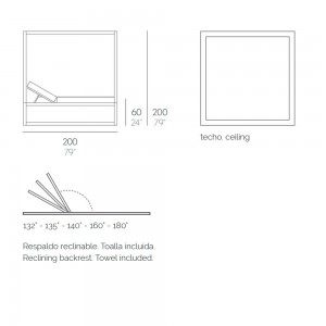 Cama cómoda de diseño Daybed Reclinable para exterior de Gandía Blasco