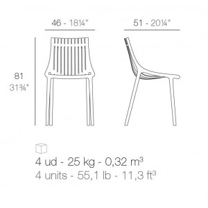 Silla Ibiza Apilable para exterior Diseñada de Vondom | Lluesma
