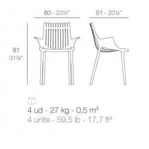 Butaca terraza Ibiza Apilable de Vondom para exterior Diseñada por Eugeni Quitllet | Lluesma