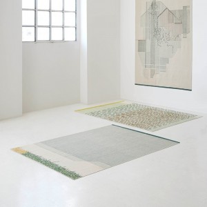 Alfombra diseño Backstitch Calm Green de GAN. Alfombras de lana modernas.