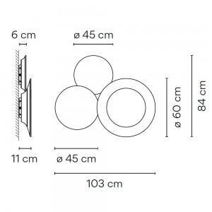 Lámpara aplique de diseño Puck Wall Art triple de Vibia. Lámparas modernas interior.