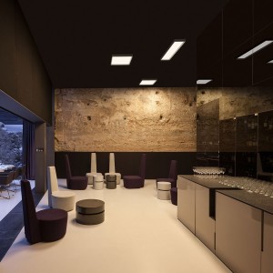 Lámpara minimalista cuadrada de techo Up Vibia. Diseño de luminarias para salones.