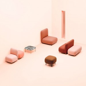 Pouf Buddy de Pedrali. Poufs tapizados de diseño. Poufs modernos para salón.