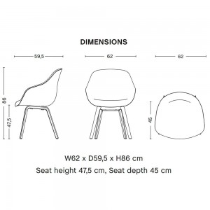 Silla AAC 123 tapizada de Hay. Silla nórdica tapizada.