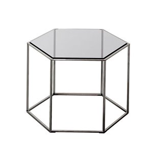 Mesa Auxiliar Hexagon con sobre de Cristal de Desalto. Mesas de diseño.